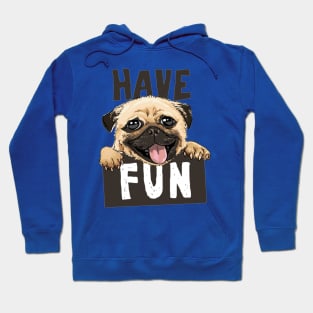 cute pug cartoon holding fun sign Hoodie